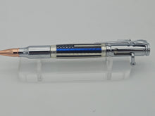 Load image into Gallery viewer, Thin Blue Line Police Bolt Action Rifle Pen Metalic Steampunk Industrial, Law Enforcement  Chrome