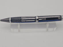 Load image into Gallery viewer, Cigar style pen, Thin Blue Line Rustic Flag inlay
