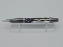 Load image into Gallery viewer, Wood Inlay Thin Blue Line Hand Made Police Pen, Law Enforcement Police Sheriff
