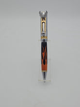 Load image into Gallery viewer, Motorcycle Harley Chopper Eagle Wings Pen Orange Inlaid Wood Flames Ballpoint