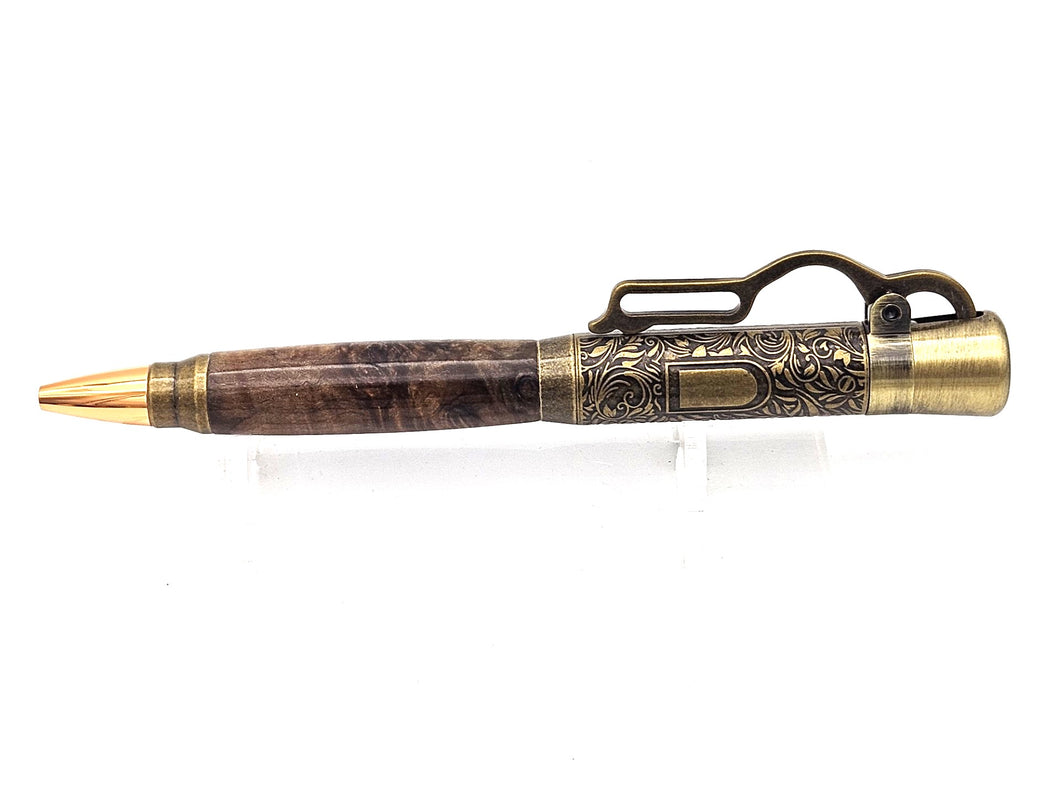 Lever Action Pen Winchester Model 1894 Rifle Pen Maple Burl Wood 2 Antique Brass Ballpoint