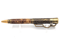 Load image into Gallery viewer, Lever Action Pen Winchester Model 1894 Rifle Pen Maple Burl Wood Antique Brass Ballpoint