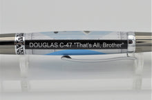 Load image into Gallery viewer, D-DAY INVASION LEAD AIRCRAFT C-47 "THATS ALL - BROTHER" Normandy WWII C47 Warbird Authentic Embedded Airplane Part Pen, RARE Custom Handmade
