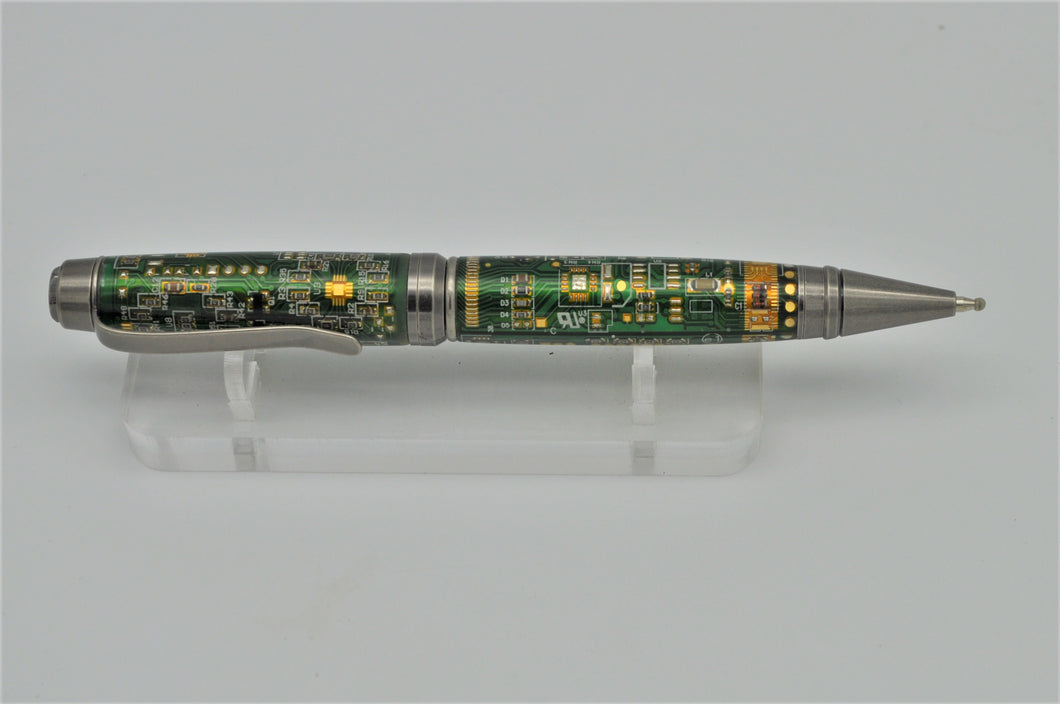 Green Computer Printed Circuit Board PCB Pen Green Board Antique Silver Premium Components Large