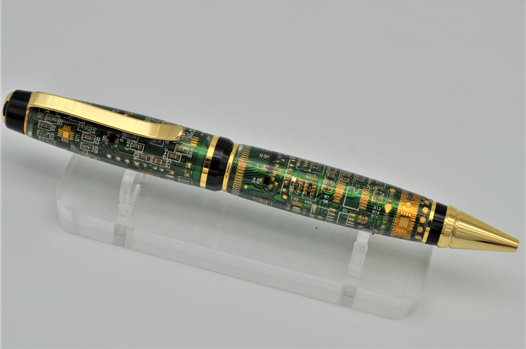 Green Computer Printed Circuit Board PCB Pen Gold and Enamel Components