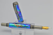 Load image into Gallery viewer, Custom Handmade Blue Iridescent Fountain Pen or Rollerball, Very Unique
