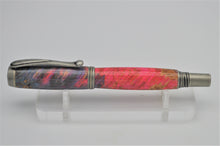 Load image into Gallery viewer, Pen Handcrafted Custom made, Box Elder Burl Wood Dyed Pink and Blue, Antique Pewter Rollerball or Fountain
