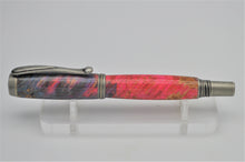 Load image into Gallery viewer, Pen Handcrafted Custom made, Box Elder Burl Wood Dyed Pink and Blue, Antique Pewter Rollerball or Fountain