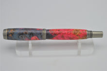 Load image into Gallery viewer, Pen Handcrafted Custom made, Box Elder Burl Wood Dyed Pink and Blue, Antique Pewter Rollerball or Fountain