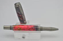Load image into Gallery viewer, Pen Handcrafted Custom made, Box Elder Burl Wood Dyed Pink and Blue, Antique Pewter Rollerball or Fountain