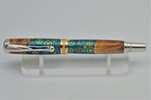 Load image into Gallery viewer, Pen Rollerball Handmade Custom Hybrid Wood, Watch Parts Blue/Green Background
