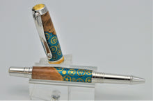 Load image into Gallery viewer, Pen Rollerball Handmade Custom Hybrid Wood, Watch Parts Blue/Green Background
