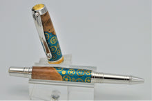 Load image into Gallery viewer, Pen Rollerball Handmade Custom Hybrid Wood, Watch Parts Blue/Green Background