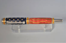 Load image into Gallery viewer, Patriotic American U.S. Flag, Hand Inlaid Wood Majestic Pen Handmade, Fountain or Rollerball Collector Pen