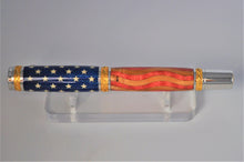Load image into Gallery viewer, Patriotic American U.S. Flag, Hand Inlaid Wood Majestic Pen Handmade, Fountain or Rollerball Collector Pen