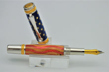 Load image into Gallery viewer, Patriotic American U.S. Flag, Hand Inlaid Wood Majestic Pen Handmade, Fountain or Rollerball Collector Pen