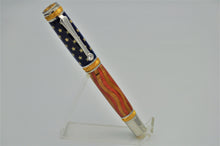 Load image into Gallery viewer, Patriotic American U.S. Flag, Hand Inlaid Wood Majestic Pen Handmade, Fountain or Rollerball Collector Pen