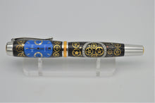 Load image into Gallery viewer, Highly Detailed Premium Watch Parts Pen Handcrafted Custom made with Retired Blue Panhard F12 Watch Dial, Fountain
