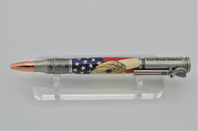 Load image into Gallery viewer, EAGLE FLAG Pen Bolt Action Wood Hand Inlaid US American Patriotic Ballpoint