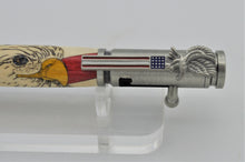 Load image into Gallery viewer, EAGLE FLAG Pen Bolt Action Wood Hand Inlaid US American Patriotic Ballpoint