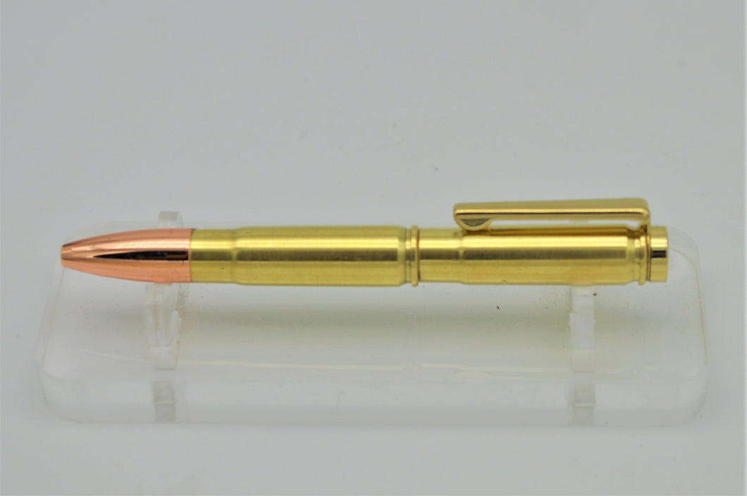 Bullet Cartridge Pen 300 Blackout Double Cartridge Ballpoint Gold Clip, Copper Bullet Tip