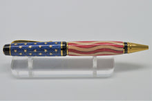 Load image into Gallery viewer, Wood Pen Patriotic U.S. American Wood Flag Hand Inlaid Stars and Stripes Pen Ballpoint