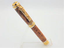 Load image into Gallery viewer, ORIENTAL DRAGON PREMIUM FOUNTAIN INK PEN 22k GOLD COLLECTOR GRADE AMBOYNA BURL