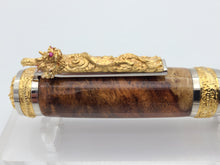 Load image into Gallery viewer, ORIENTAL DRAGON PREMIUM FOUNTAIN INK PEN 22k GOLD COLLECTOR GRADE AMBOYNA BURL