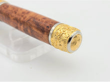 Load image into Gallery viewer, ORIENTAL DRAGON PREMIUM FOUNTAIN INK PEN 22k GOLD COLLECTOR GRADE AMBOYNA BURL