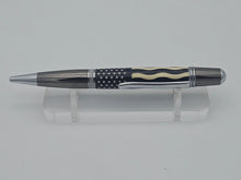 Load image into Gallery viewer, Wood Inlay Thin Blue Line Hand Made Police Pen, Law Enforcement Police Sheriff
