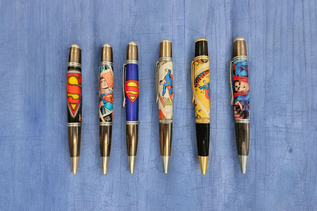 Custom Handmade Ballpoint Pen with SUPERMAN Postage Stamp