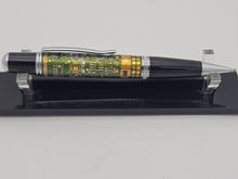 Load image into Gallery viewer, Green Computer Circuit Board PCB,  Handmade, Green board, Chrome and black enamel components.
