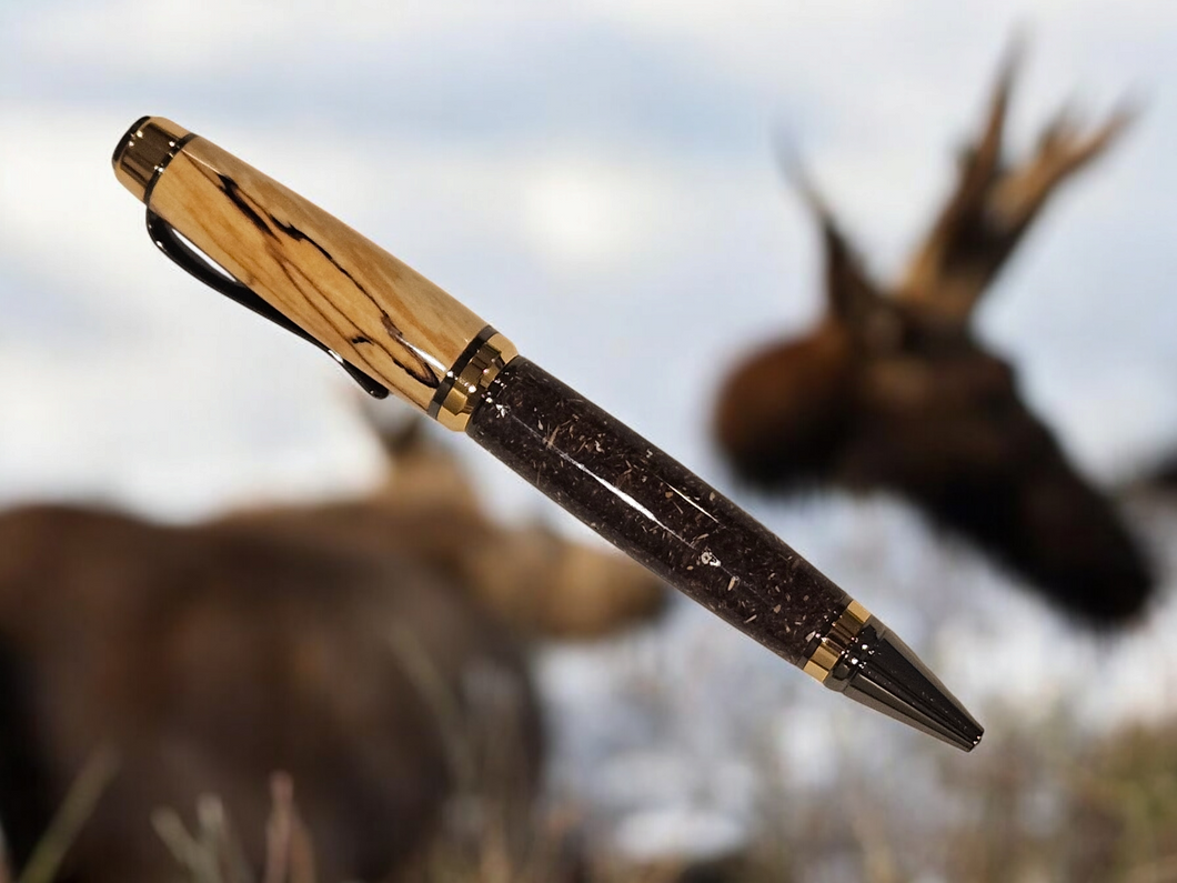 Moose Poop With Spaulted Alaskan Birch Pen Handmade Ballpoint