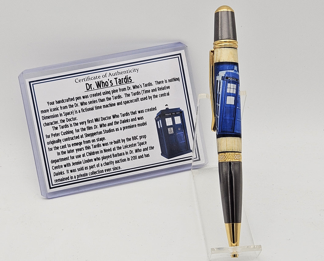 Tardis Dr. WHO Ballpoint Pen Real Pine Wood From the actual Tardis