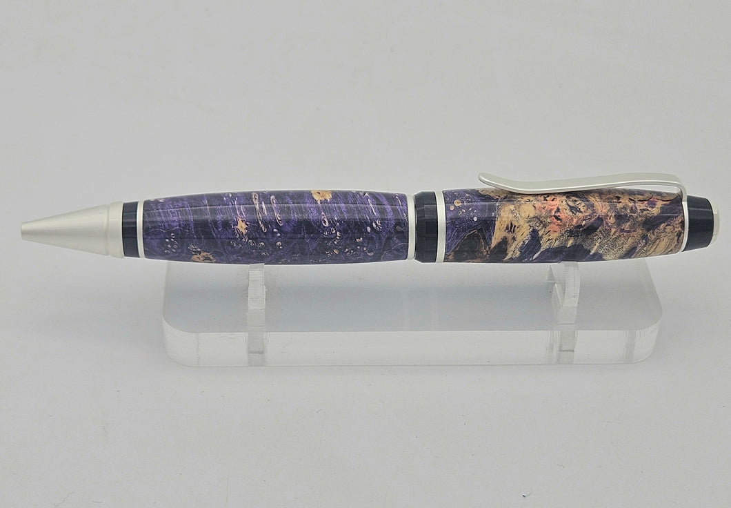 Purple Box Elder Wood Larger Cigar Style Balllpoint Pen Hand Made