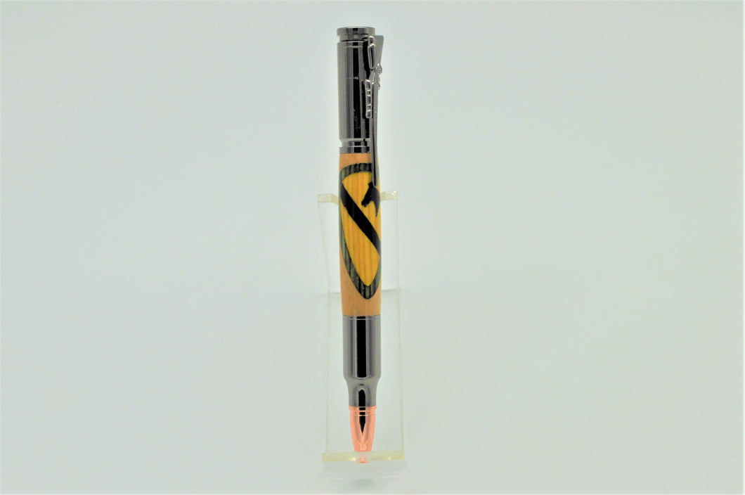 Army 1st Cavalry Bolt Action Pen Ballpoint Wood Inlay