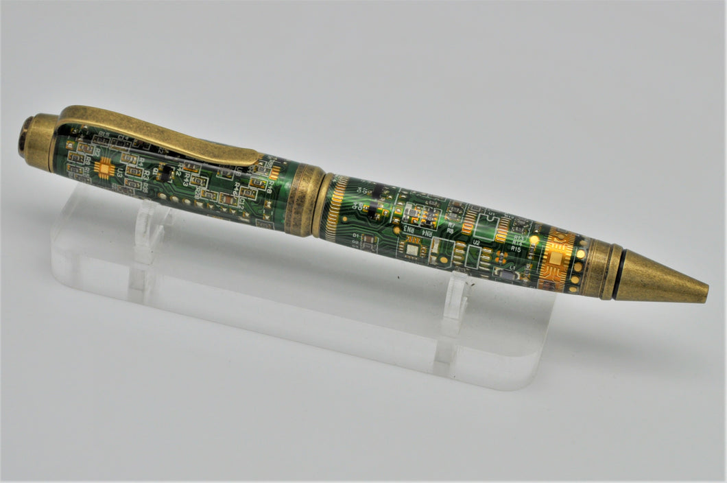 Green Computer Printed Circuit Board PCB Pen Antique Brass - Premium Components