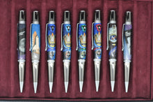 Load image into Gallery viewer, SPACE SHUTTLE, APOLLO 11, and LUNAR LANDING CUSTOM 8 PEN SET - AUTHENTIC SPACECRAFT EMBEDDED MATERIALS, LUNAR LANDING STAMPS - Custom, Rare and Limited
