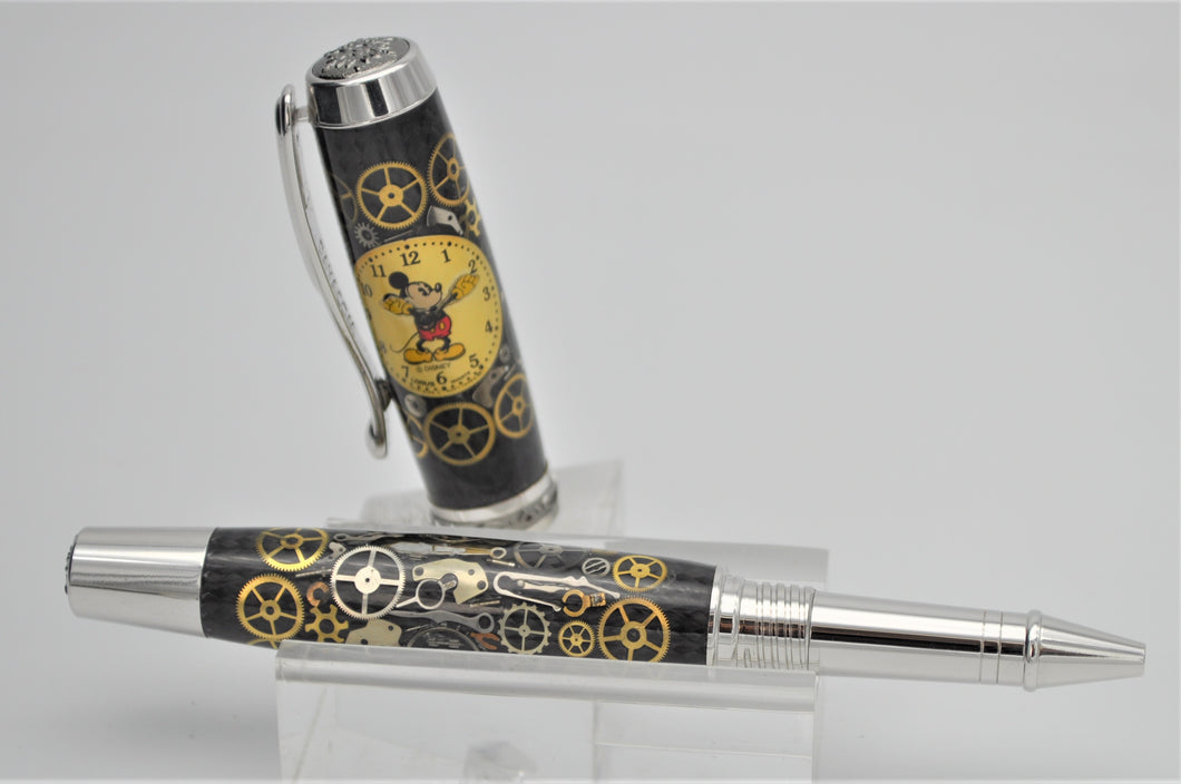 Highly Detailed Premium Mickey Watch Parts Pen Handcrafted Custom made with Retired Gold Watch Dial, Rollerball