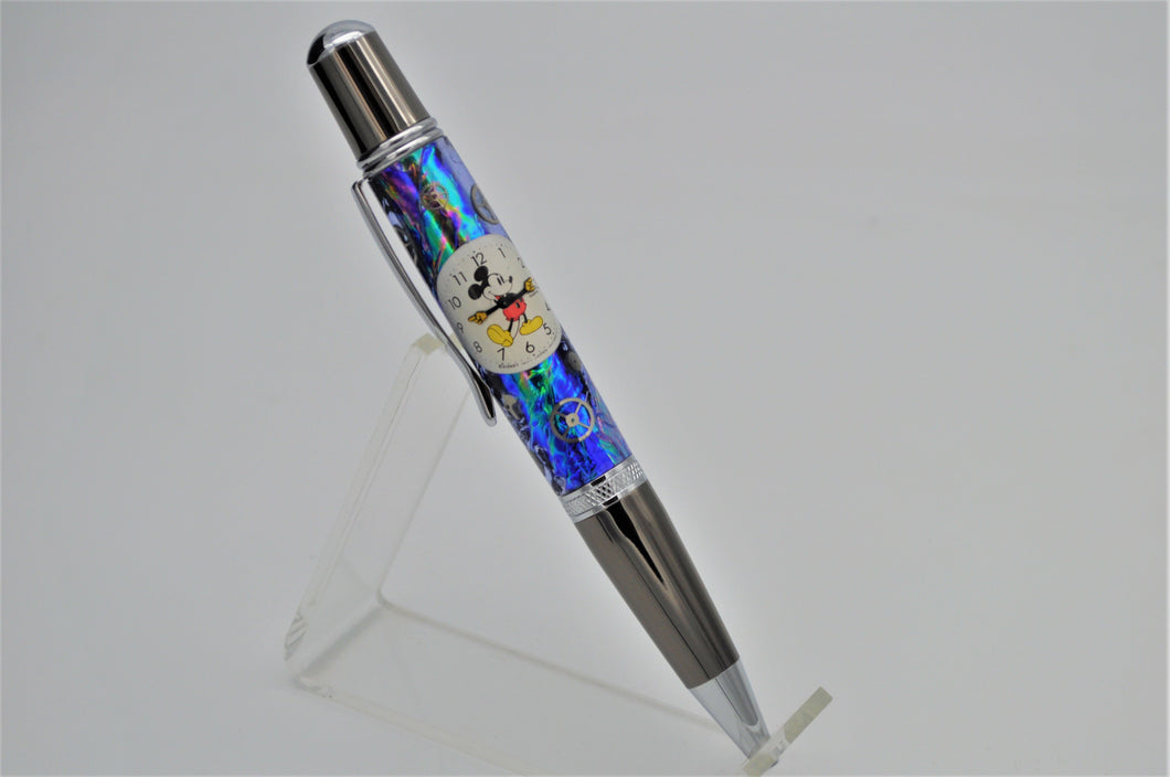 Mickey Mouse Watch Custom Handmade into a Ballpoint Pen, Watch Parts, Gears, Steampunk