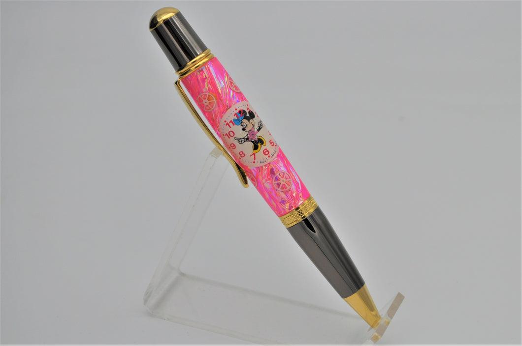 Minnie Mouse Watch Custom Handmade into a Ballpoint Pen, Watch Parts, Gears, Steampunk