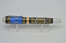 Load image into Gallery viewer, Highly Detailed Premium Watch Parts Pen Handcrafted Custom made with Retired Blue Panhard F12 Watch Dial, Fountain
