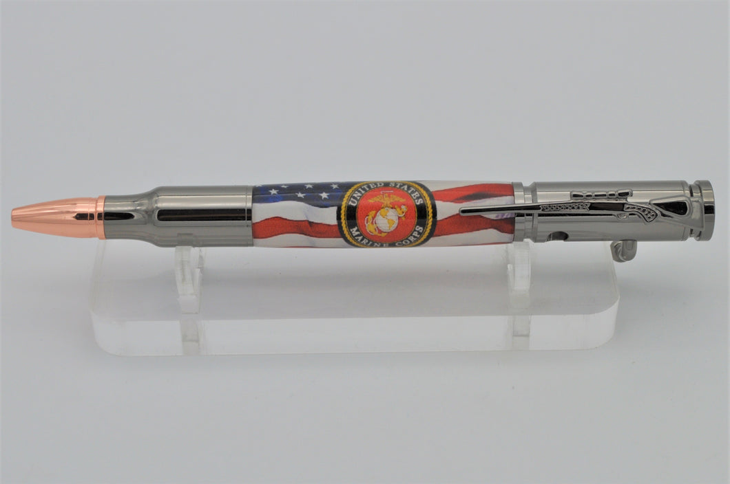 MARINES Bolt Action Rifle Pen Patriotic U.S. Flag Handmade Ballpoint Free Shipping