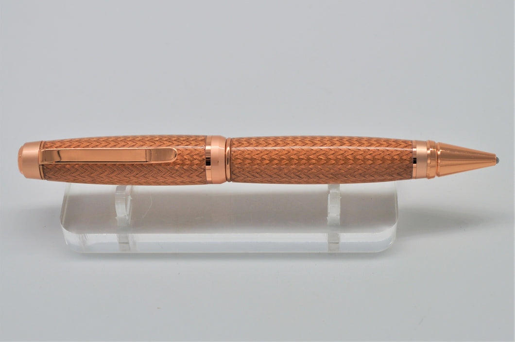 Pen Copper Braid Pen with 2-Tone Copper Metal Components, Handmade Ballpoint
