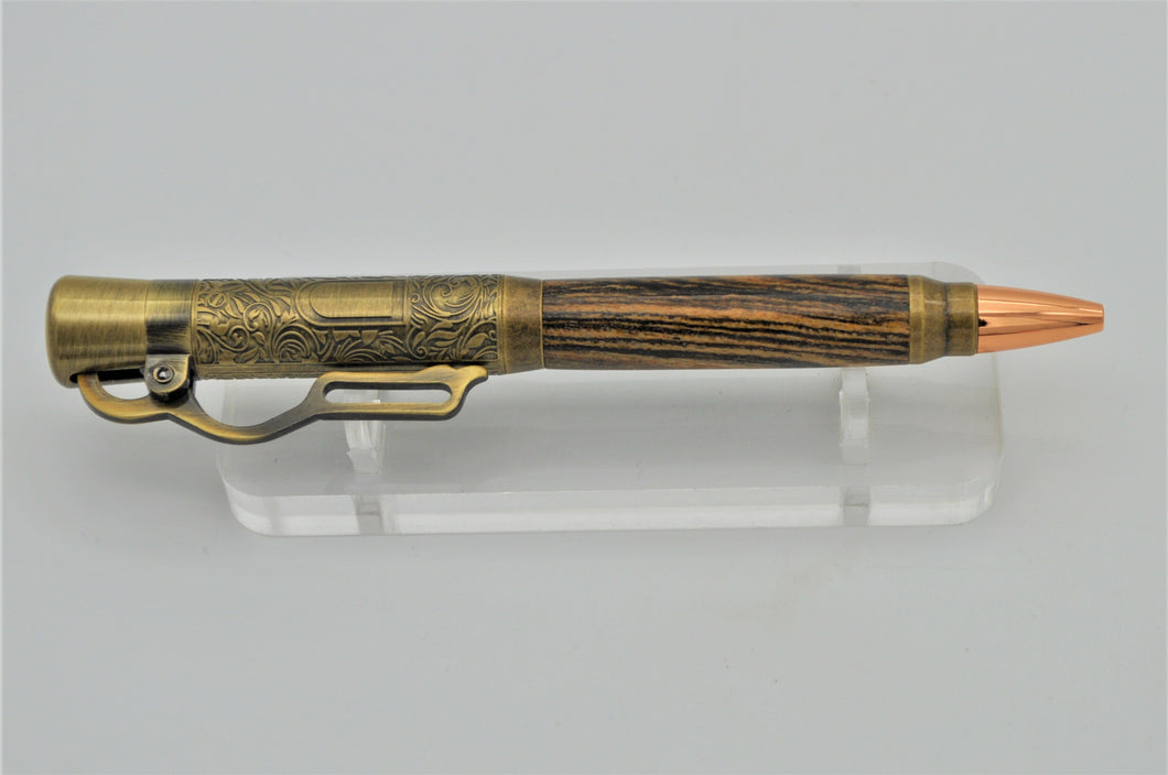 Lever Action Pen Winchester Model 1894 Rifle Pen Bocote Wood Antique Brass Ballpoint