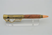 Load image into Gallery viewer, Lever Action Pen Winchester Model 1894 Rifle Pen Bubinga Wood Antique Brass Ballpoint
