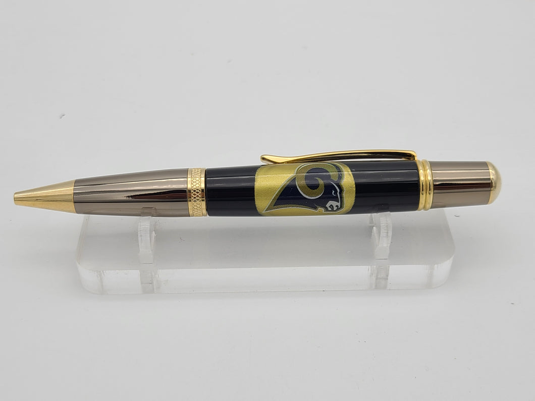PEN MADE WITH L.A. RAMS BEER BOTTLE CAP, HANDMADE, BALLPOINT LIMITED CUSTOM